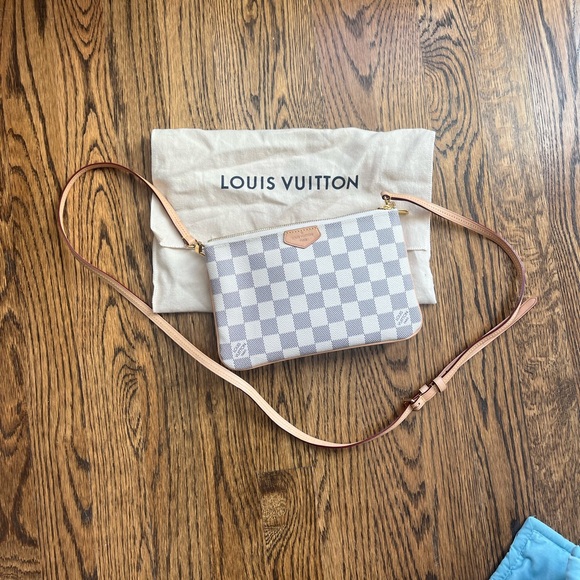 Louis Vuitton Double Zip Pochette Damier white! - Picture 1 of 11